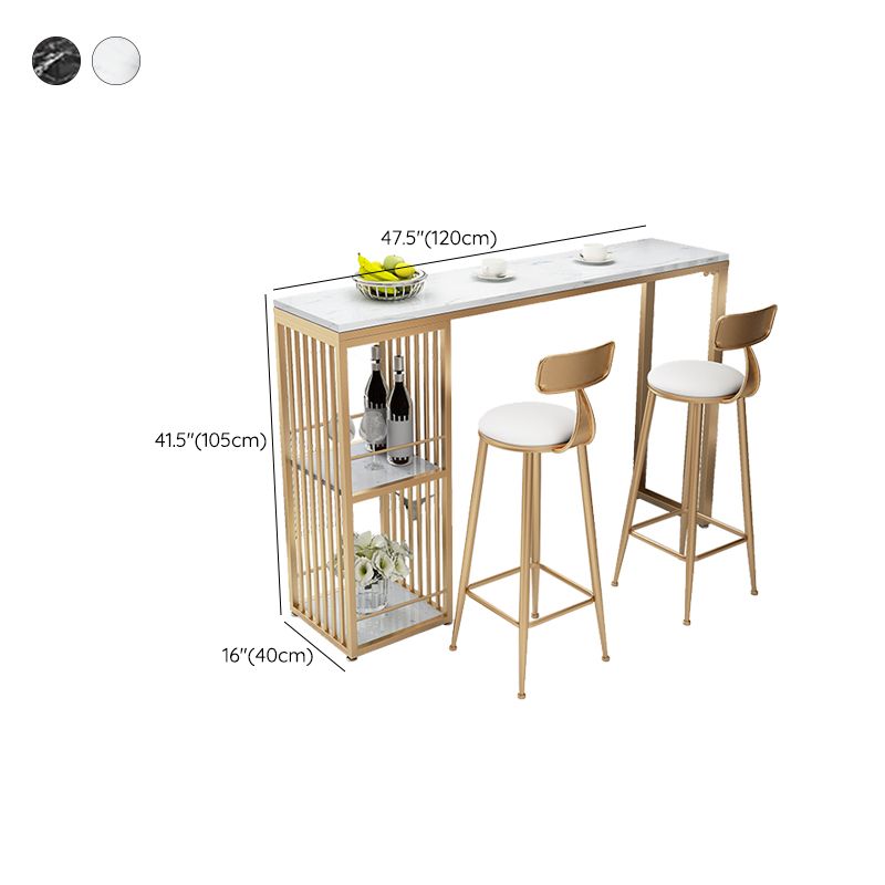 Glam Stone Rectangle Bar Table Storable Table for Living Room