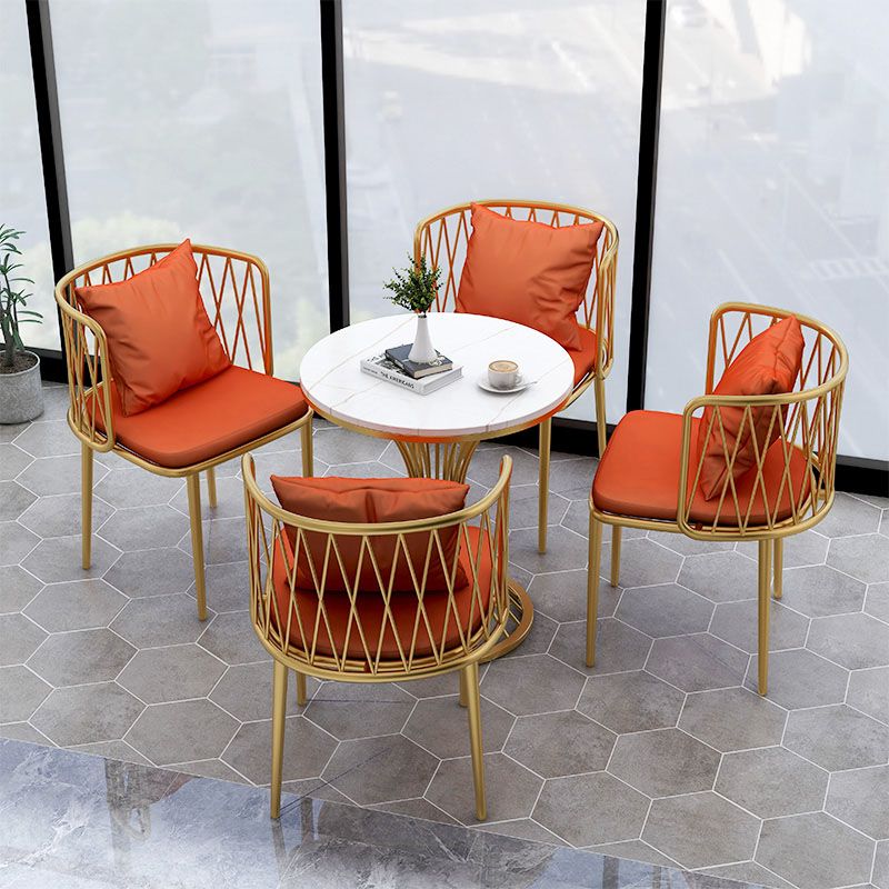 Glam Metal Dining Room Chairs Cross Back Side Chair for Restaurant Use