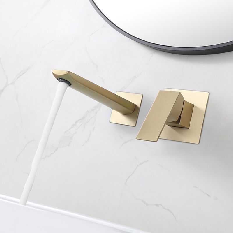 Modern Wall Mounted Bathroom Faucet Copper Low Arc Vessel Faucet for Bathroom