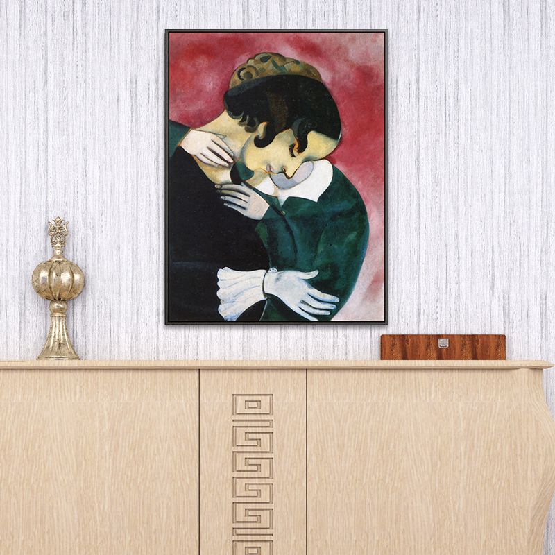 Vintage Lovers in Pink Painting Schwarz Marc Chagall Wandkunst Dekor für Wohnzimmer