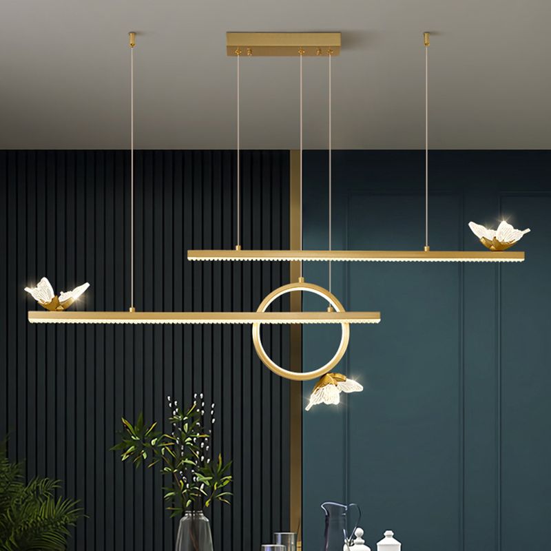 Luce dell'isola geometrica moderna lampadario a sospensione Metal 6 Luci dell'isola luminosa in oro