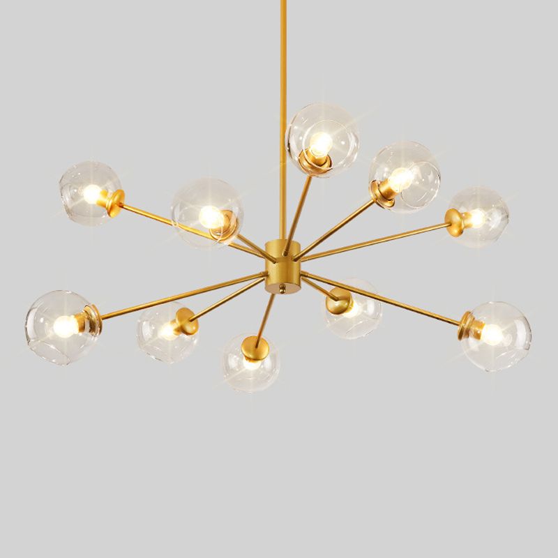 Lampadario in metallo in stile nordico in vetro trasparente in vetro sfumatura molecolare Modellazione molecolare Ciondolo per soggiorno