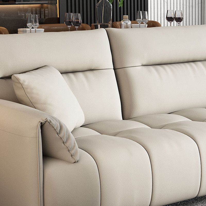 Living Room Cushion Back Couch Contemporary White Sofa with Pillow Top Arm