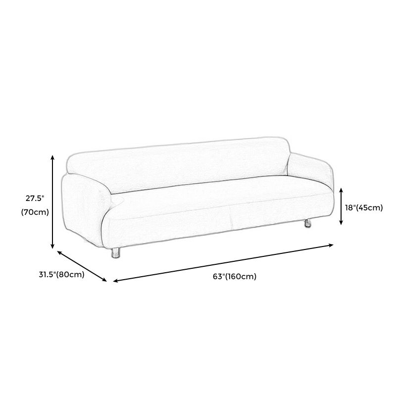Recessed Arm Sofa Mid-century Modern 3-Seater Faux Leather Sofa