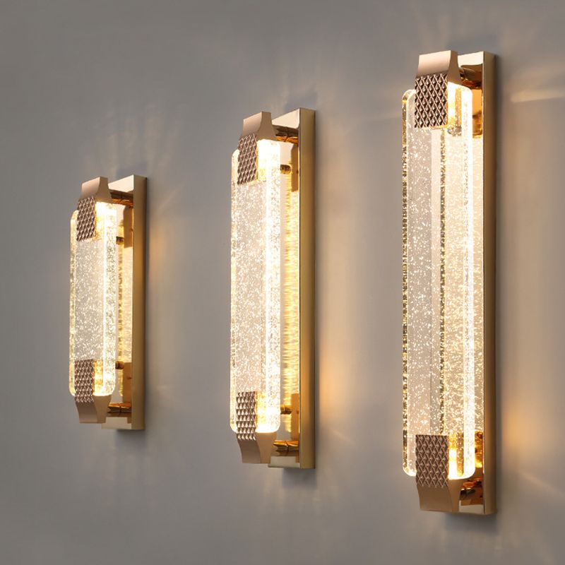 LED Crystal Wall Mount Lighting in Gold & Clear Modern Wall Sconce