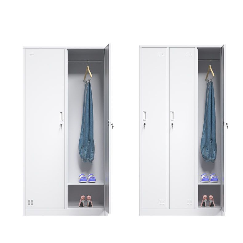 White Hinged Wardrobe Armoire Steel Storage Cabinet for Bedroom