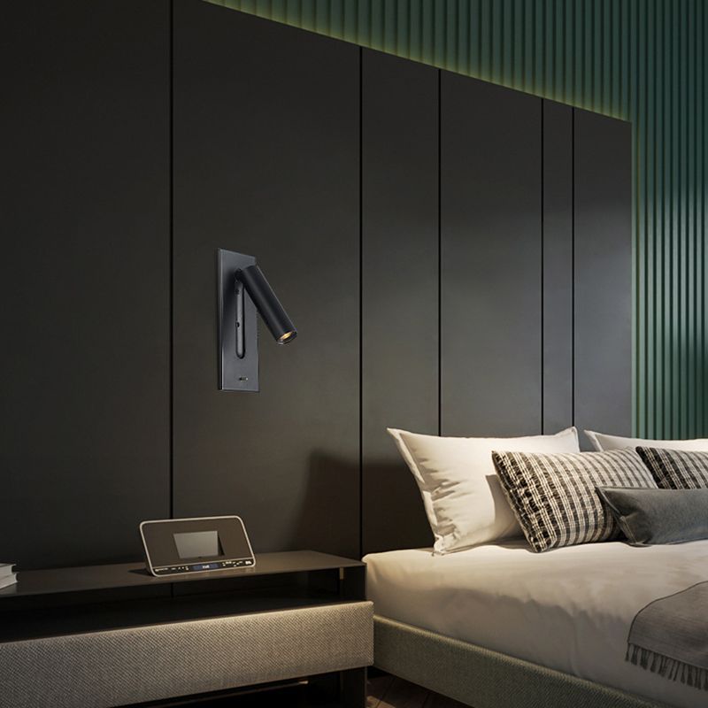 LED Modern Metal Wall Sconce Cylinder Shape Wall Light with Glass Shade for Living Room