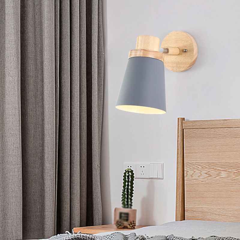 Modern Style Geometric Wall Sconces Wood 1 Light Wall Mount Light Fixture