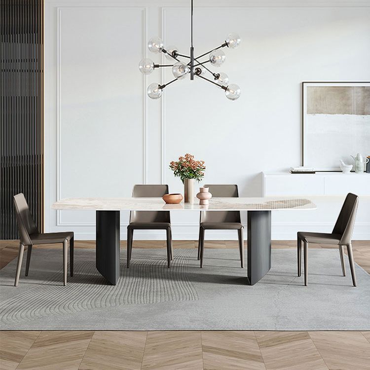 White Stone Dining Table Set 1/2/5/7 Pieces Glam Dinette Set for Kitchen