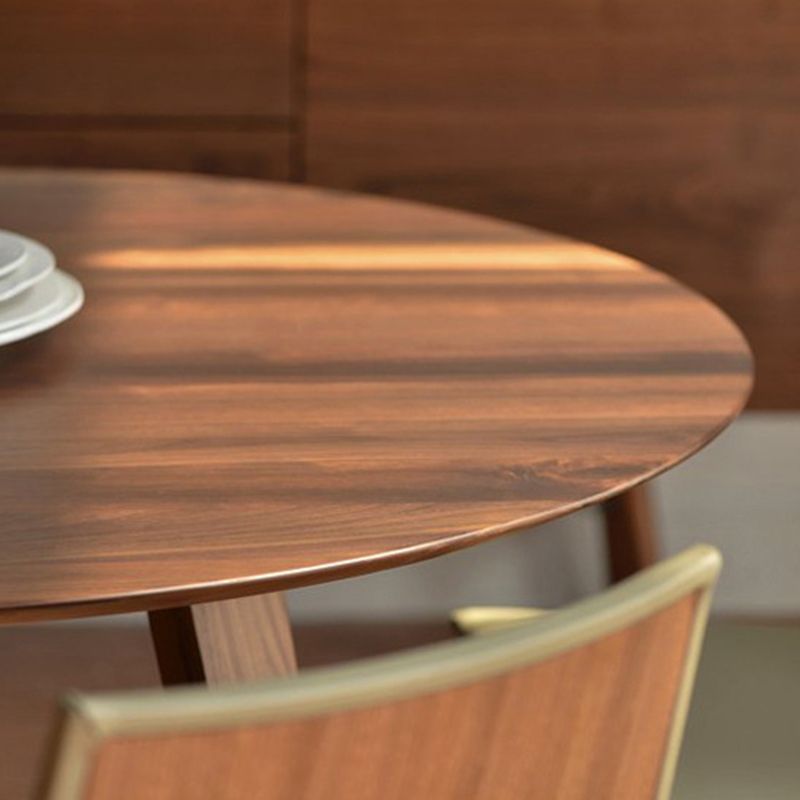 Round Brown Base Dining Table Modern Wood Table for Dining Room
