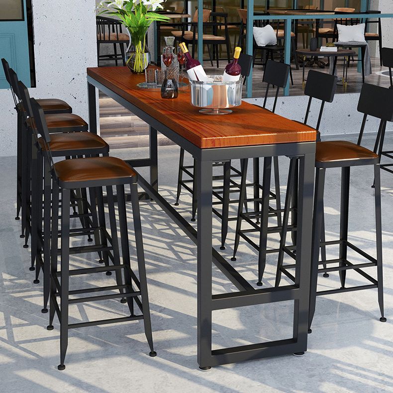 Industrial 1/5/9 Pieces Bar Table Set Rectangle Pine Wood Counter Table with Stools