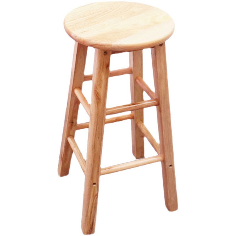 Modern Armless Wooden Counter Stool Oak Wood High Stool with 4 Legs