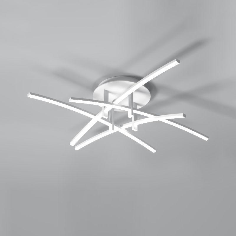 Style simple linéaire Semi Flush Fush Multi-Head Bedroom Plafond Éclairage avec une teinte acrylique