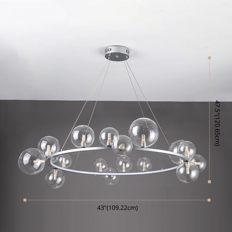 Globe Chandelier Light Fixture Modern Clear Glass Pendant Lighting for Restaurant