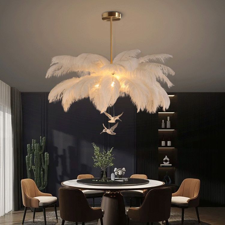 Affaire au plafond de plumes autruche Modern Nordic Creative White Plafond plafond pour chambre à coucher