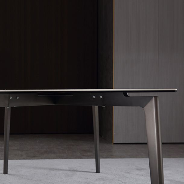 Mesa de comedor de piedra sinterizada, mesa rectangular de 4 patas de estilo lujoso para el hogar