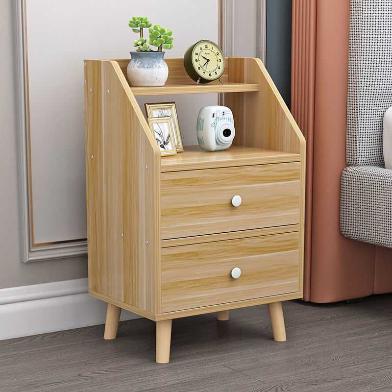 Open Storage Accent Table Nightstand Antique Finish Modern Bed Nightstand with Legs