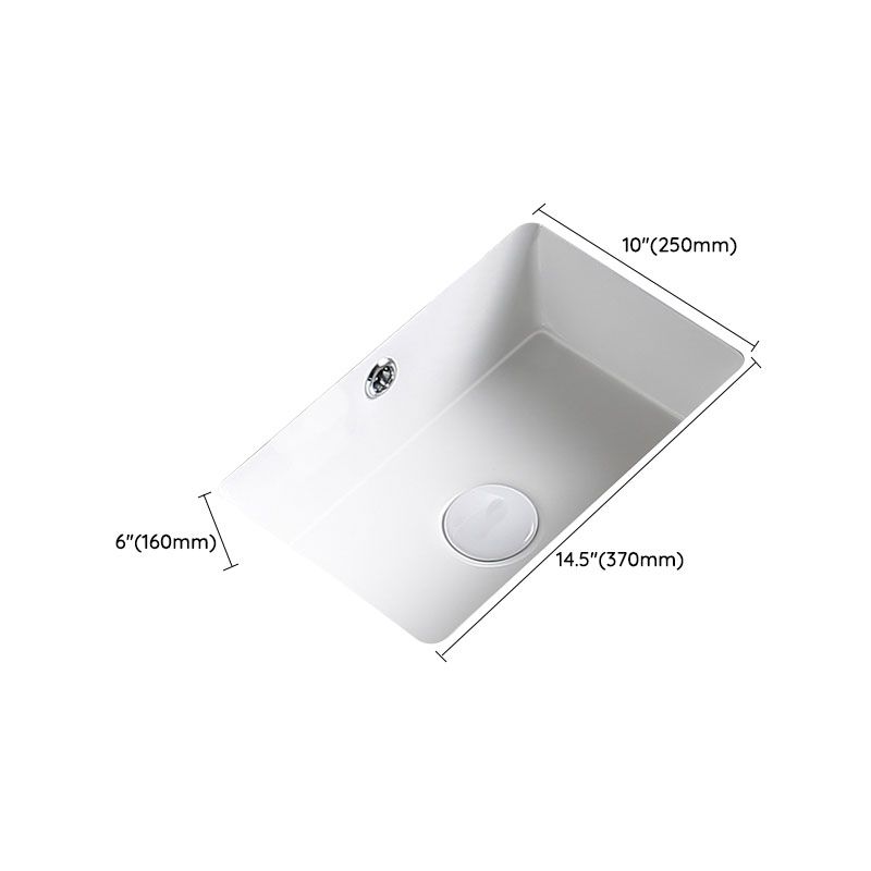 Modern Undermount Bathroom Sink Porcelain with Pop-Up Drain Basin Sink
