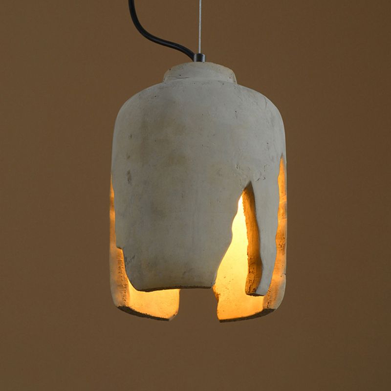 Cement 1-Light Hanging Lamp, Minimalist Gray Pendant Lighting for Living