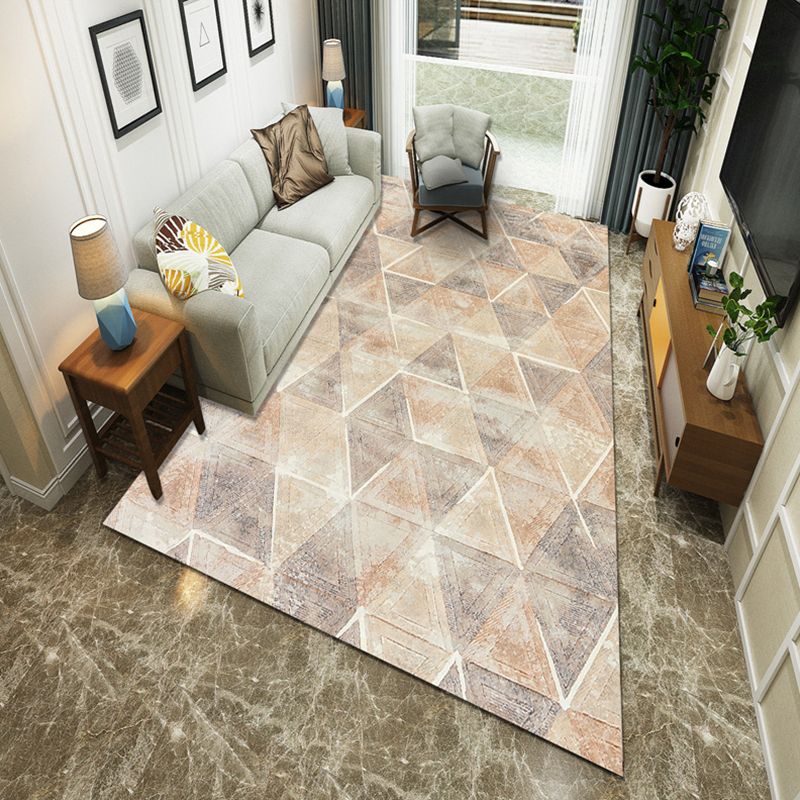 Modernist Geometric Block Rug Multicolor Synthetics Rug Stain Resistant Washable Non-Slip Rug for Family Room