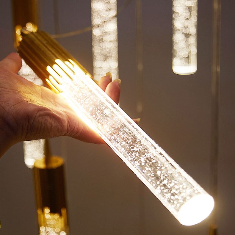 LED Crystal Chandelier Pendant Light Simple Modern Style Living Room Hanging Light Fixture