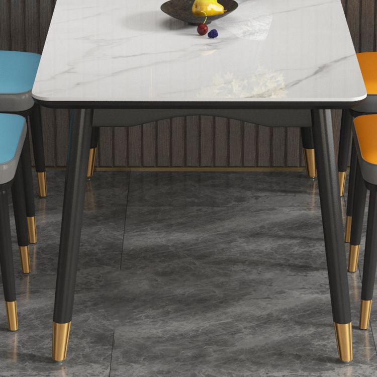 Rectangle Dining Table 4 Legs Dining Table with Solid Wood Base