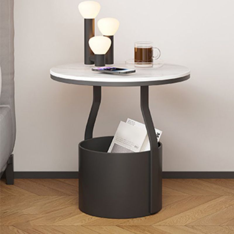 Modern 19.68-inch Tall Metal Abstract Side Table Round Top End Table with Storage