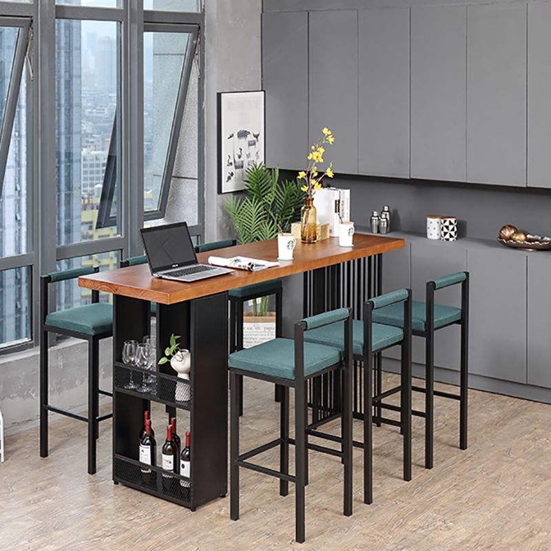 Industrial Style Bar Table 42-inch Height Brown Wood Top Metal Base Bistro Table