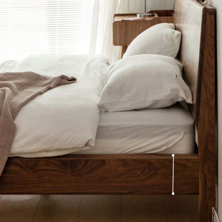 Contemporary Panel Standard Bed Solid Wood Bed with Rectangular Headboard