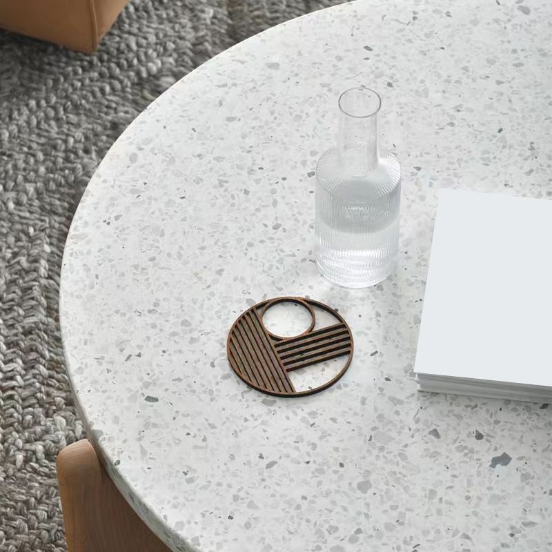 3 Legs Single Coffee Table Wooden Modern Beige/Brown Cocktail Table