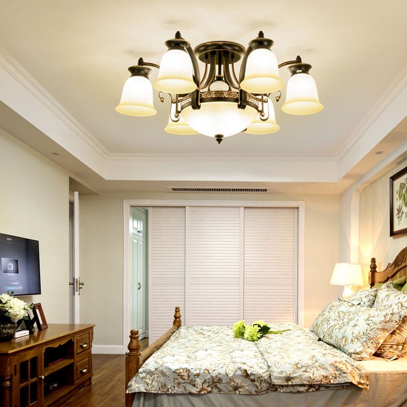 Modern Style Cup Shape Flush Mount Glass Ceiling Light for Living Room