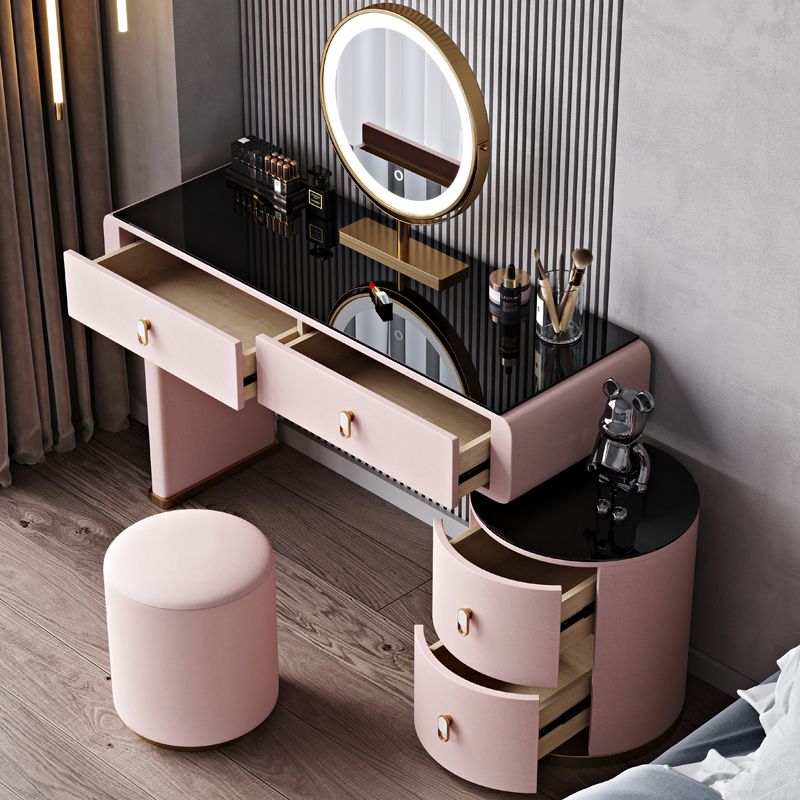 Light Glass Top Makeup Vanity Desk Storage Box Makeup Vanity Set