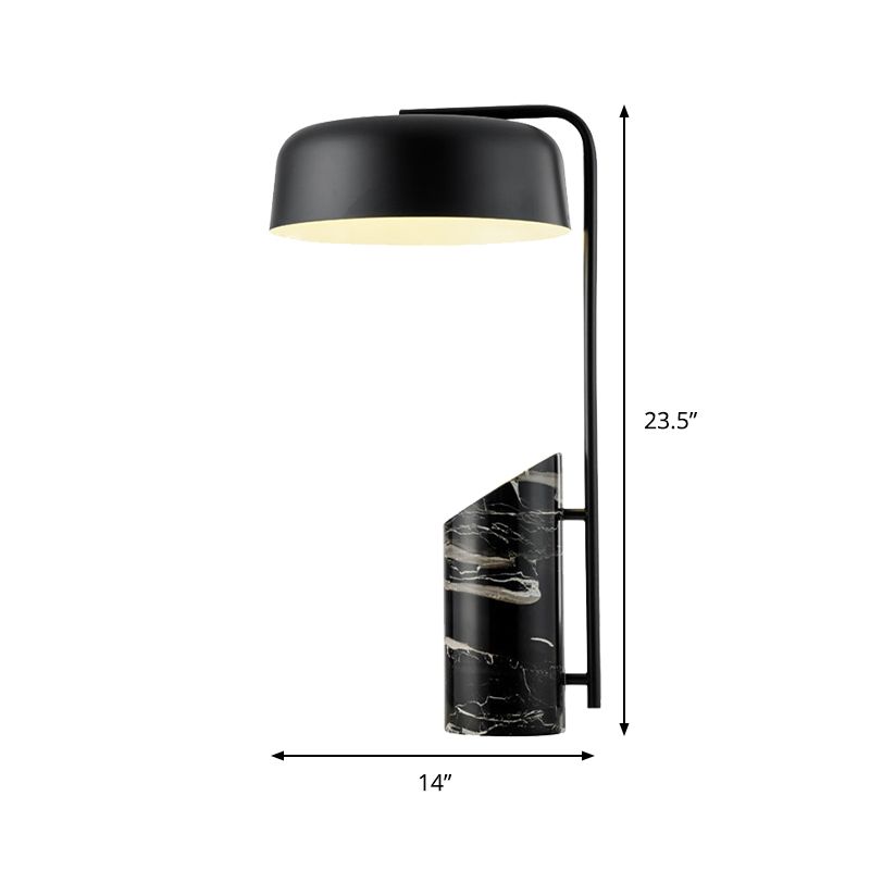 Contemporánea 1 cabeza Tarea Iluminación de lectura de tambor negro Luz con sombra de metal