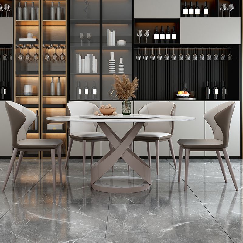 Glam Sintered Steen Witte tafel Ronde vorm Standaard eettafel voor keuken