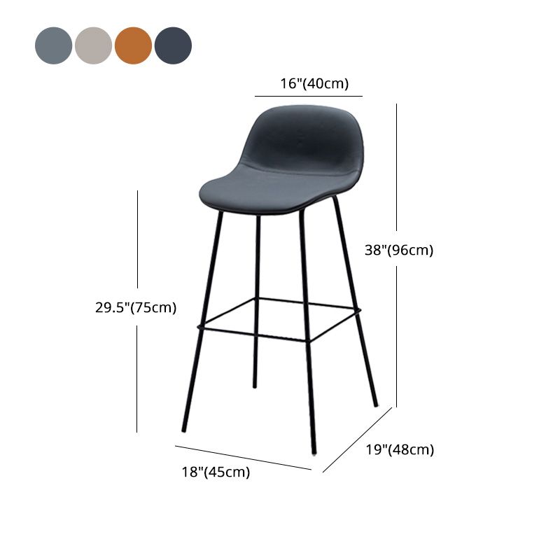 Taburete contemporáneo de la barra de mostrador taburete de respaldo de cuero con reposapiés