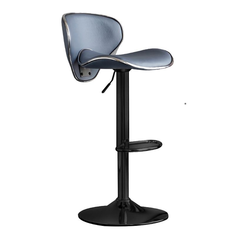 Scandinavian Metal Stool Fabric Upholstered Round Seat Counter Stool in Matte Finish