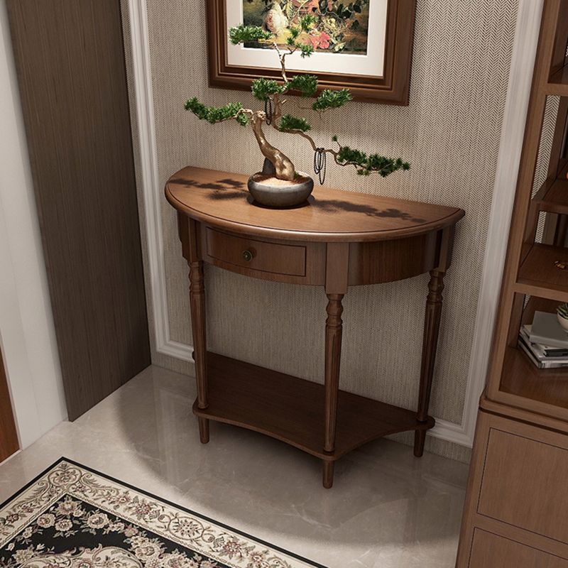 Storage Solid Wood Console Table Half Moon Mid-Century Modern Console