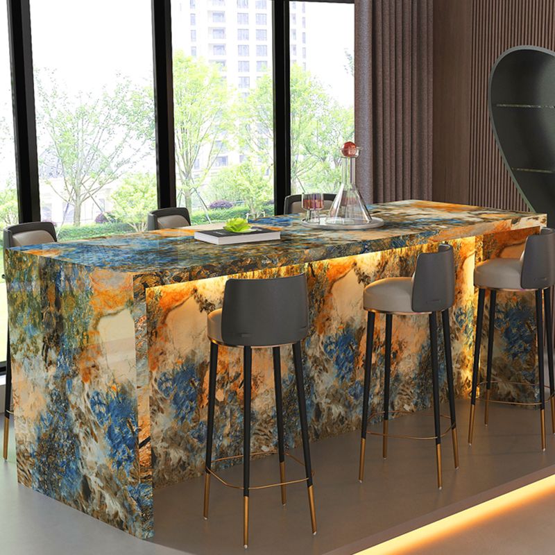 Modern Style Stone Rectangle Bar Wine Table Table for Living Room