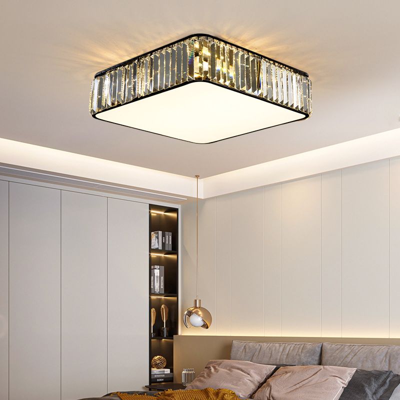 Plafonnier LED carré en cristal, plafonnier en fer forgé de Style concis et moderne pour le salon