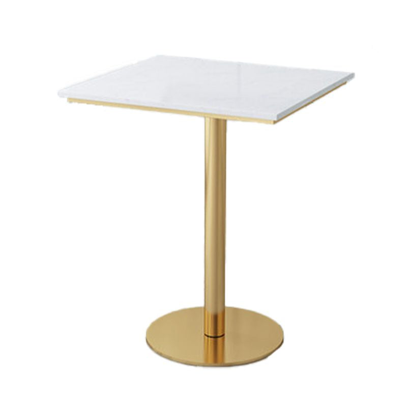 Glam Gold Metal Bar Table 21.6"W Top Marble Bistro Table for Breakroom