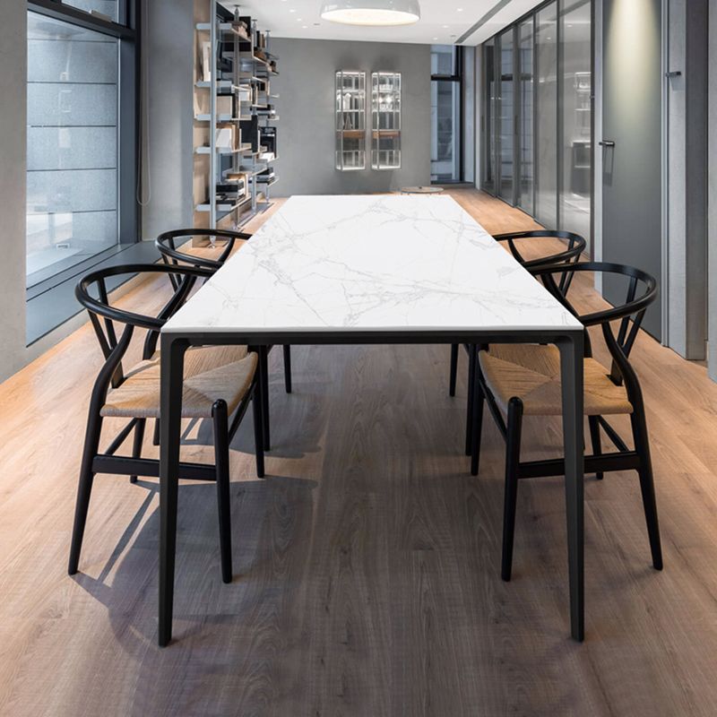 Industrial Style Sintered Stone Table 4 Legs Black Base Rectangle Table