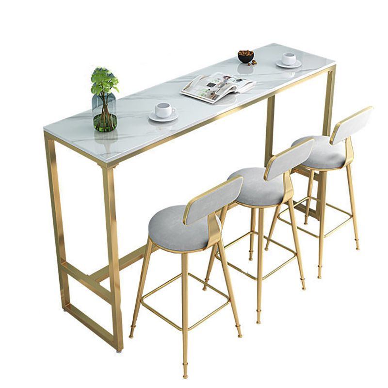 Rectangular Bar-height Table Stone Top Bistro Pub Table for Patio Use