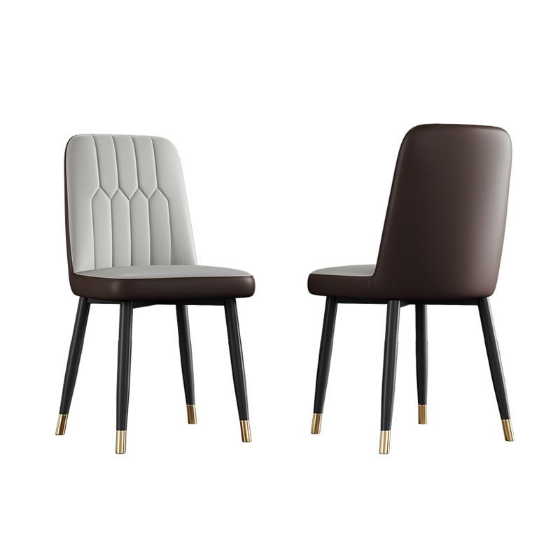 Contemporary Metal Dining Room Chairs PU Leather Dining Armless Chairs