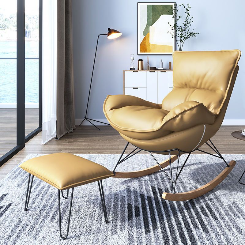 Contemporary Rocking Chair Solid Wood Rocker Chair with with Seat Cushion