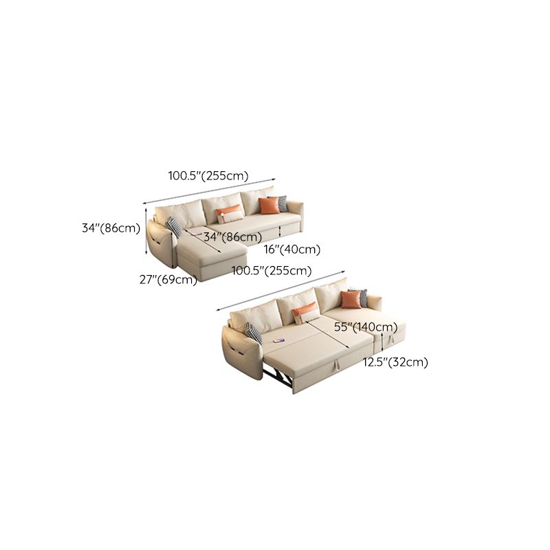 35.43" Square Arm Sleeper Modern Styled Sleeper Sofa Bed with Storage