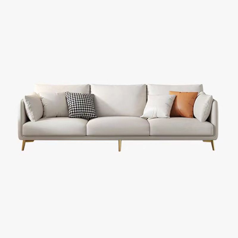 Stationary Stain Resistant Faux Leather 3-seater Pillow Top Arm Sofa