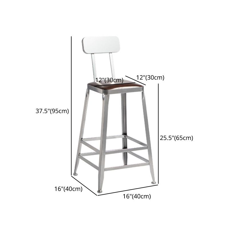 Industrial Coffee Shop Footrest Stools Silver Iron Bar Stool