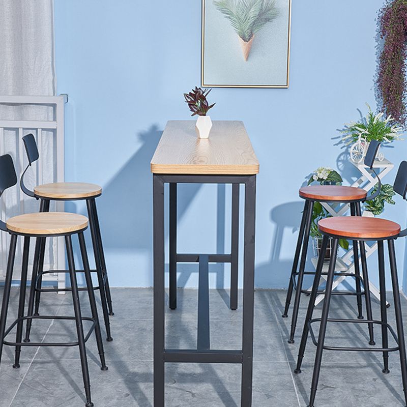 Industrial 1/2/3/5 Pieces Solid Wood Bar Table Set Fixed Counter Set for Home Use