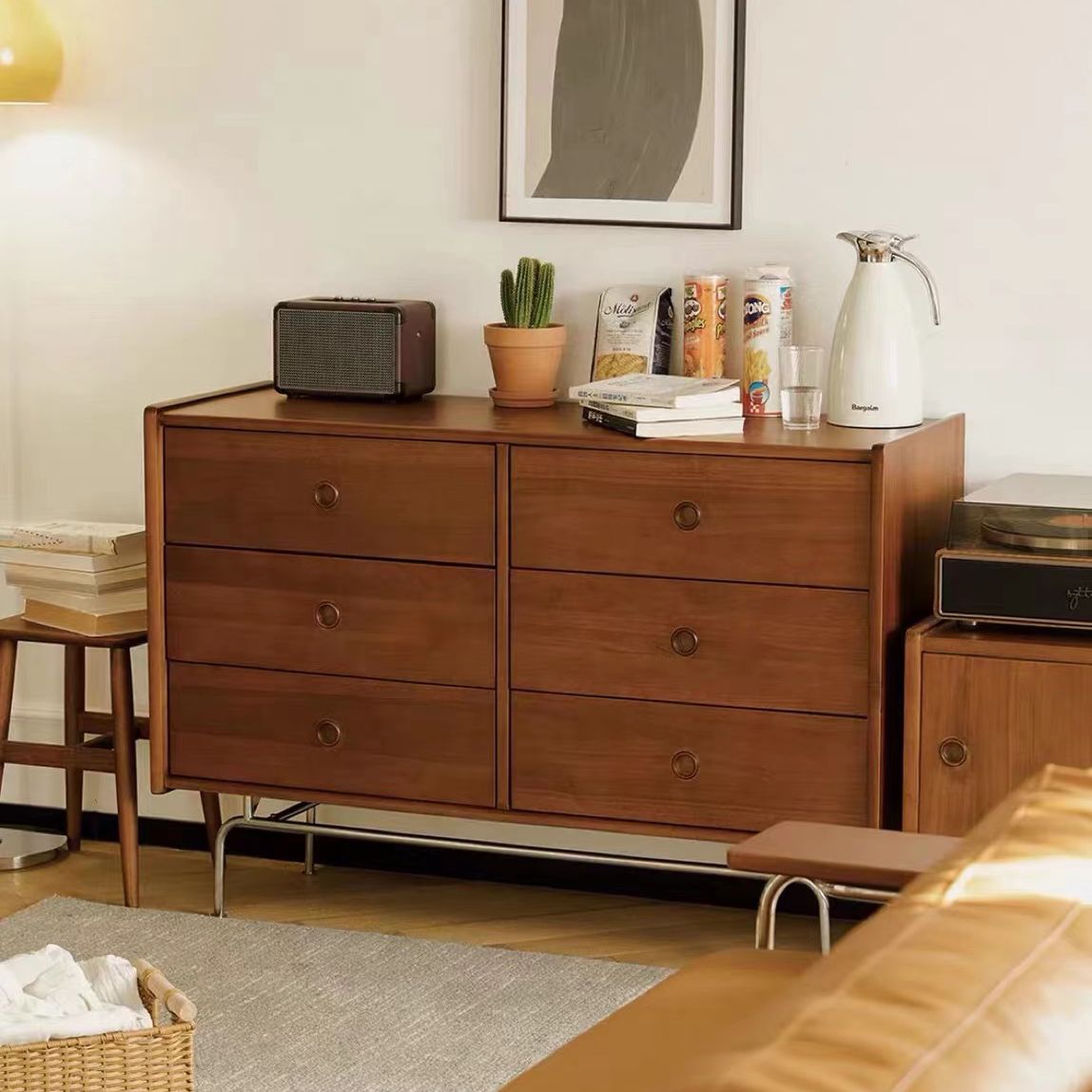 Mid-Century Modern Accent Chest with  Drawers and Straight Legs in Brone