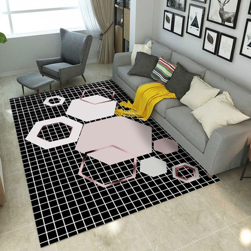 White Simple Carpet Polyester Graphic Carpet for Drawing Carpet for Living Room